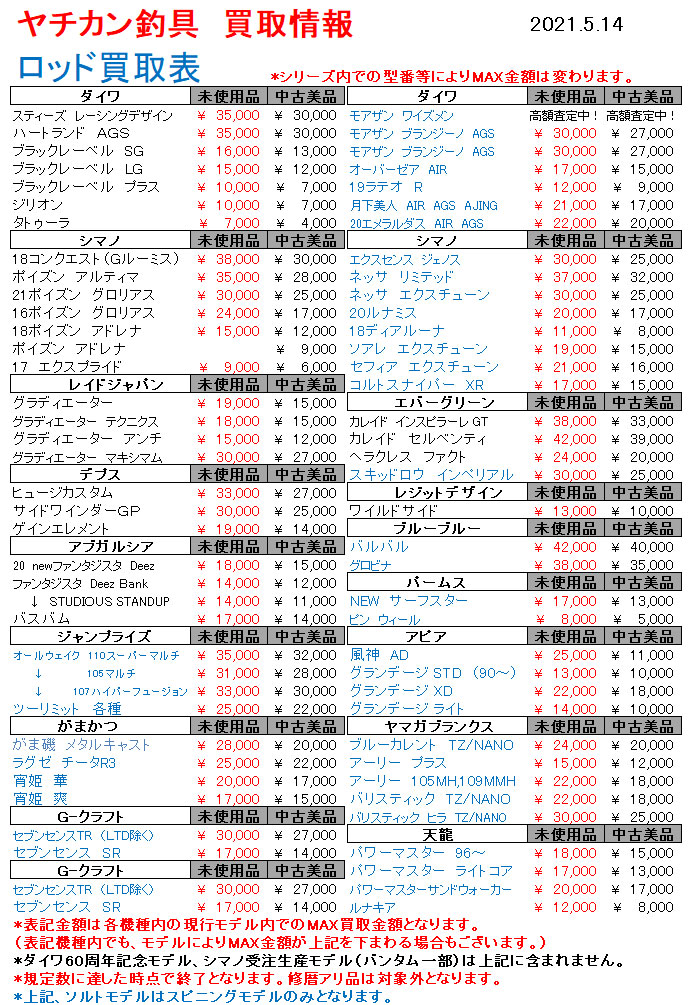 その他メーカー ロッド ルアー買取一覧 千葉鑑定団八千代店